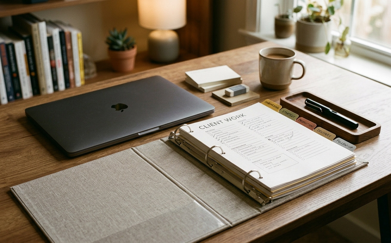 Workspace visual for Template Systems for Client Work