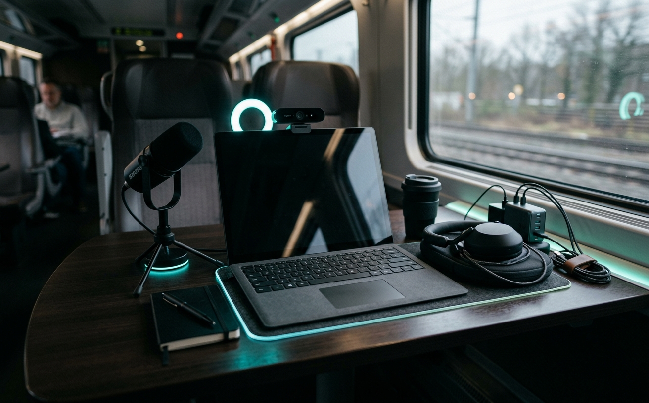 Workspace visual for Portable Office Kit for Train Days