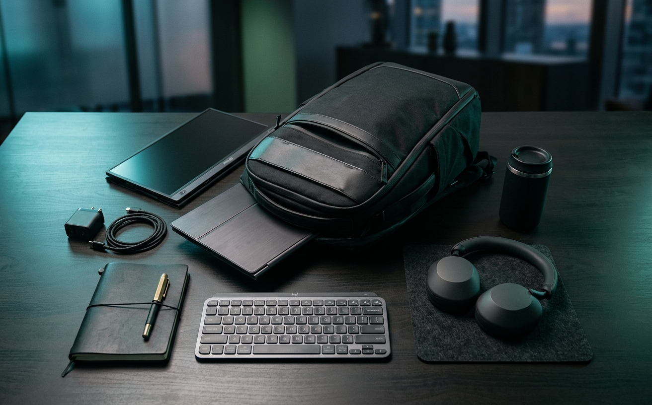 Workspace visual for Portable Monitors for Travel Work